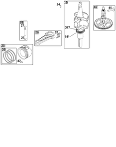 Crankshaft Group Diagram and Parts List for 44J677-0015-G1  Briggs and Stratton Engine